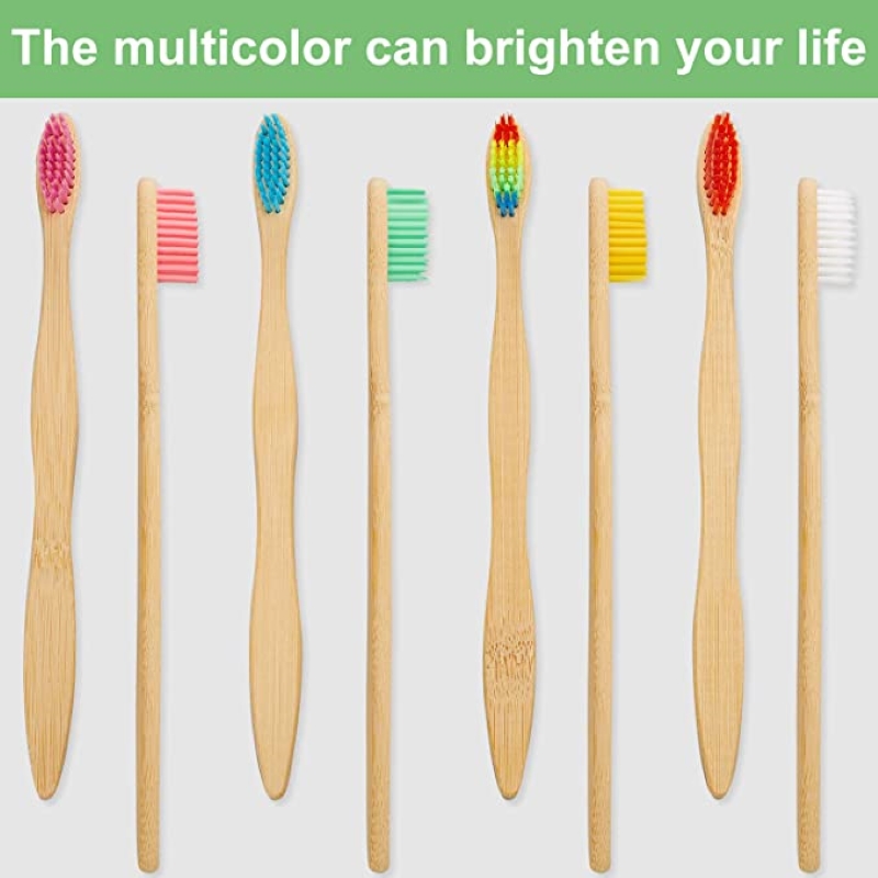 Teeth Whitening Logo - 50/100개입 다채로운 천연 대나무 칫솔 세트