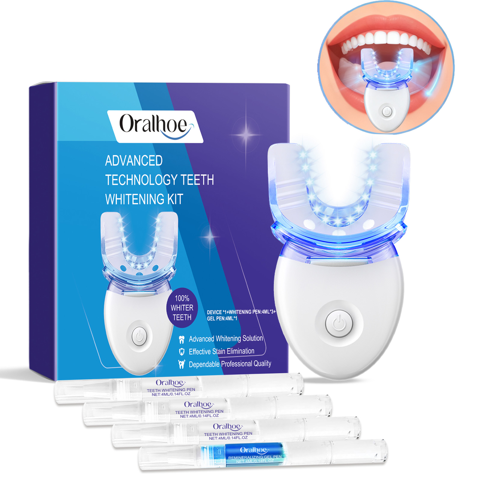 Teeth Whitening Gel Peroxide - 전문 치아 미백 LED 라이트 키트