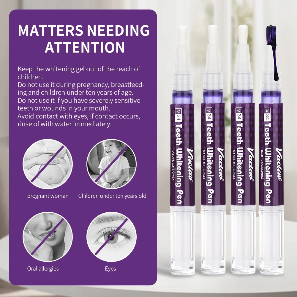 바츨라프 V34 퍼플 치아 미백 젤 펜, 얼룩 제거 및 - Teeth Whitening Gel Peroxide 리뷰 및 가격
