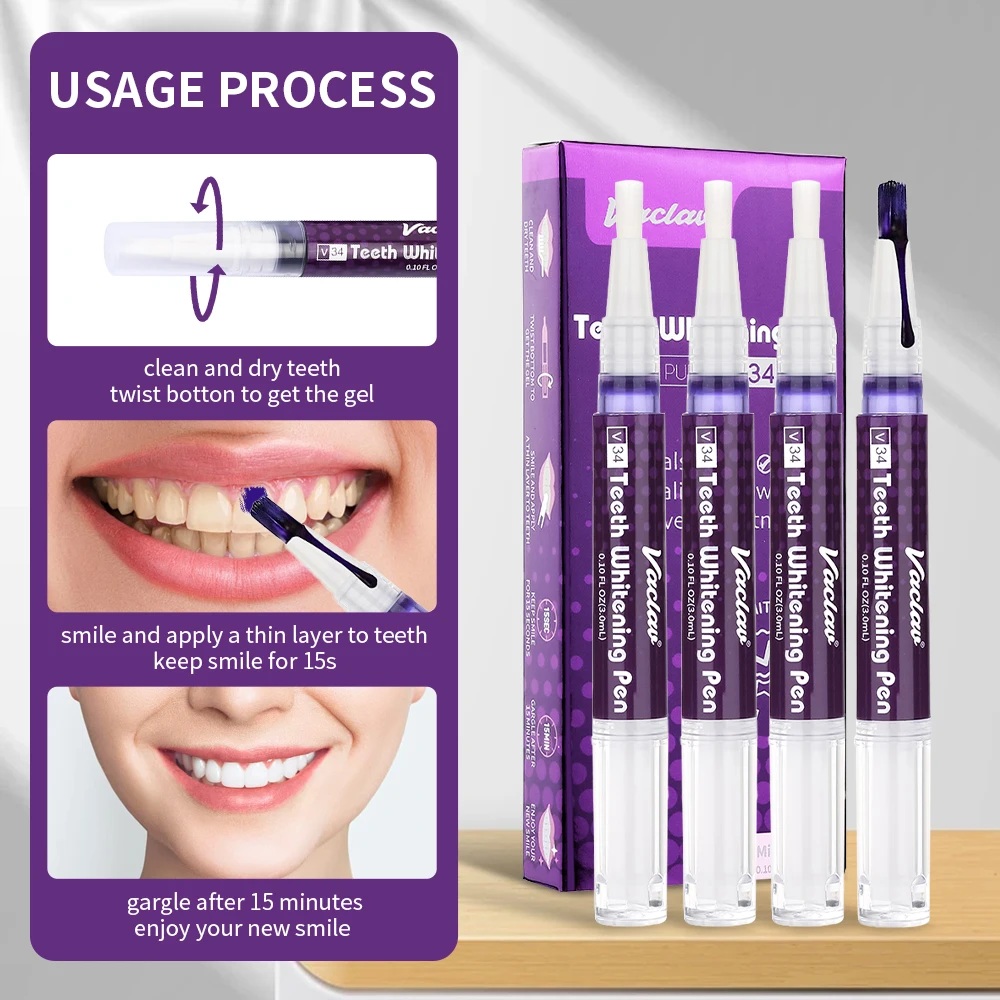 바츨라프 V34 퍼플 치아 미백 젤 펜, 얼룩 제거 및 - Teeth Whitening Gel Peroxide 리뷰 및 가격