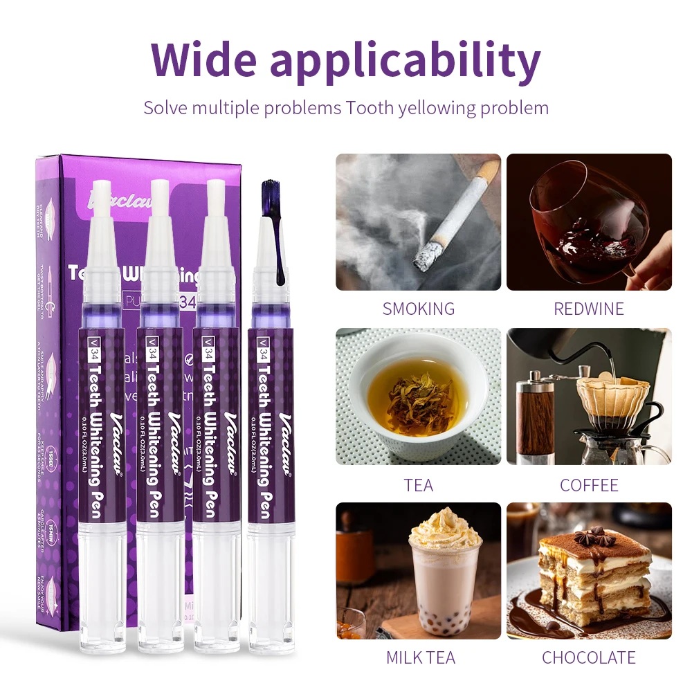 바츨라프 V34 퍼플 치아 미백 젤 펜, 얼룩 제거 및 - Teeth Whitening Gel Peroxide 리뷰 및 가격